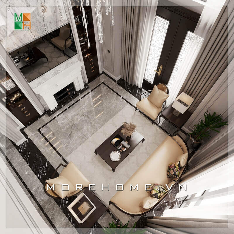 Morehome gợi ý cho bạn mẫu thiết kế không gian phòng khách đẹp dành cho căn hộ cao cấp như biệt thự, penthouse, chung cư, nhà phố tân cổ điển. Tiết lộ các mẫu thiết kế phòng khách ưa chuộng nhất hiện nay