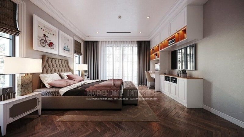 Bố trí nội thất phòng của con đẹp, sang trọng nhưng không kém nét sinh động, đáng yêu.